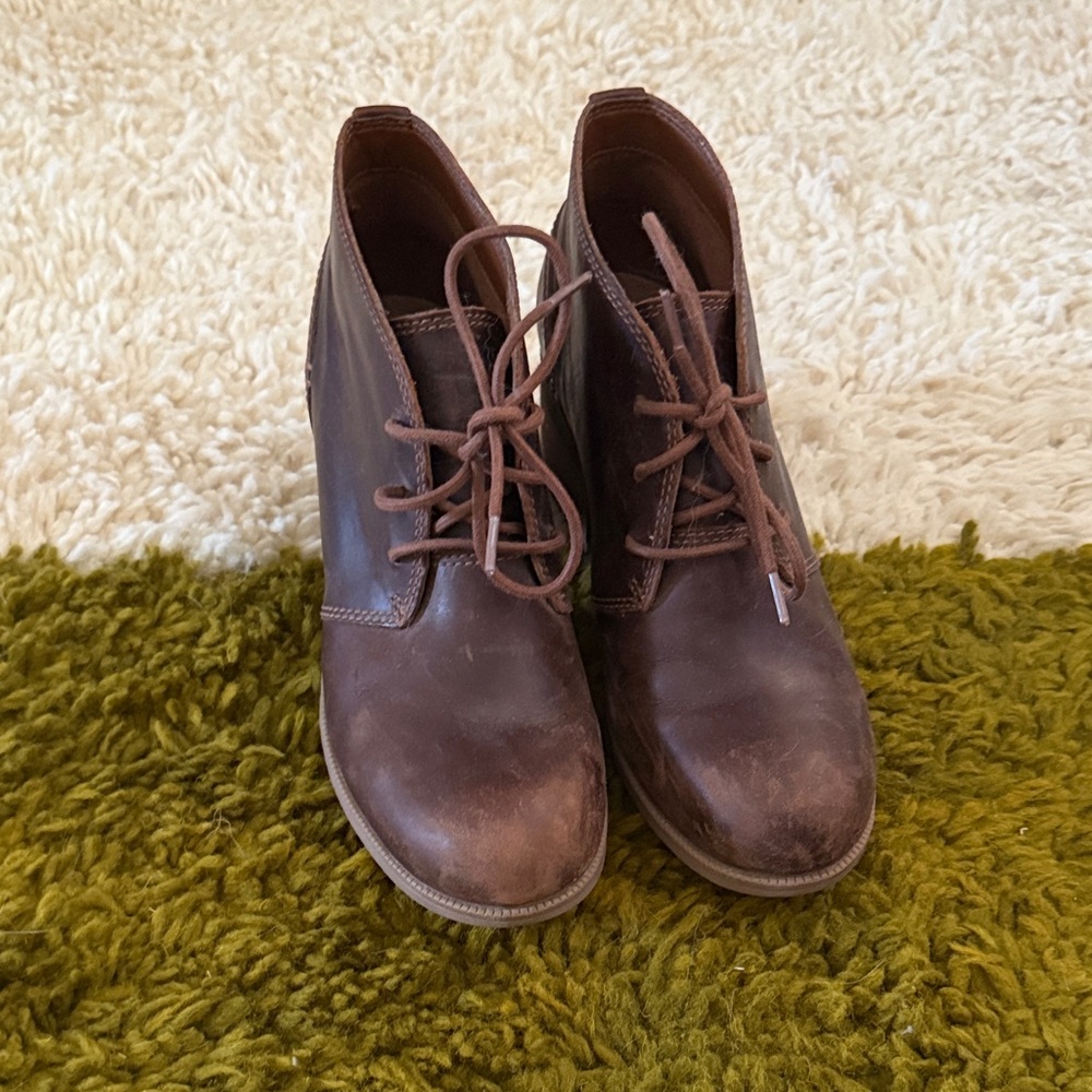 Clarks Brown Leather Ankle Boots
